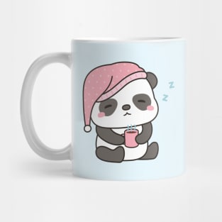 Cute Sleepy Little Panda With Coffee Mug